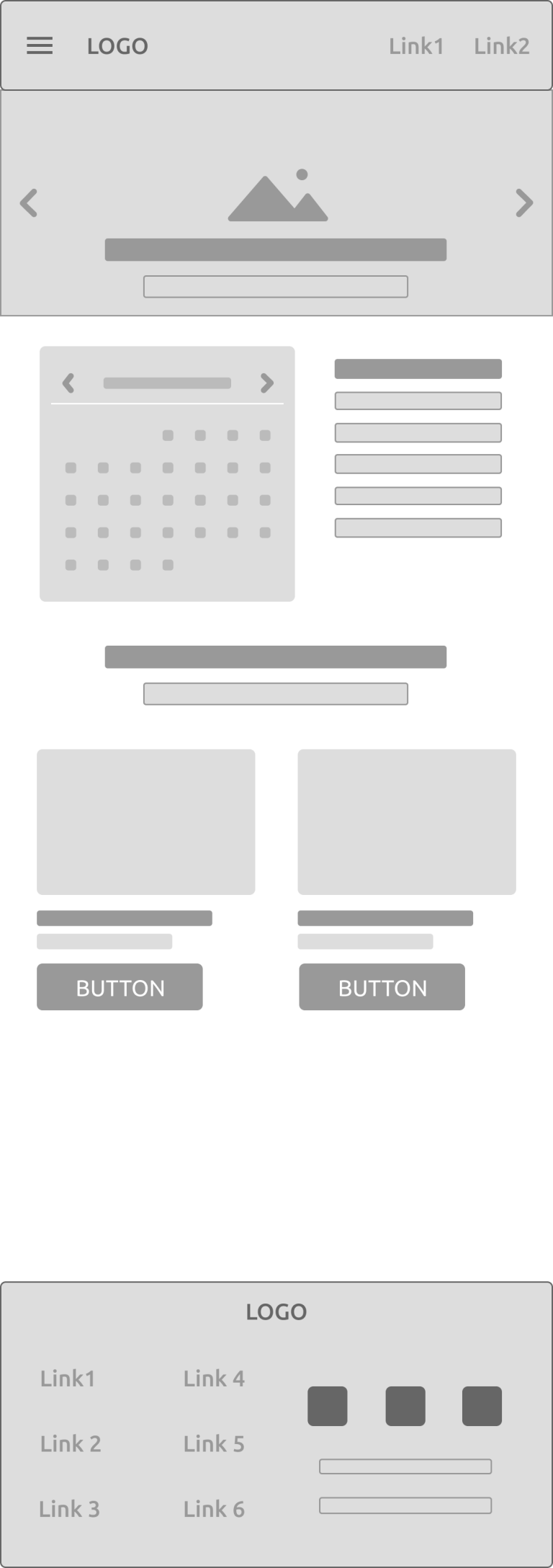 Home page wireframe design for the One Love Collective project.
