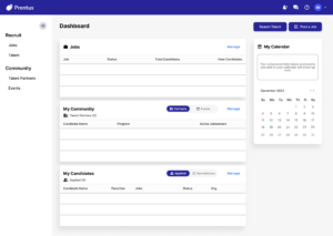 Mockup of the full page main Prentus dashboard design.