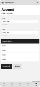 Monochromatic mobile-sized wireframe design for a user account information editing page.