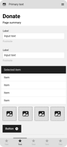 Monochromatic mobile-sized wireframe design for a donation form.