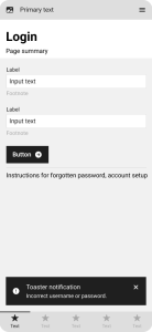 Monochromatic mobile-sized wireframe design for a login page.